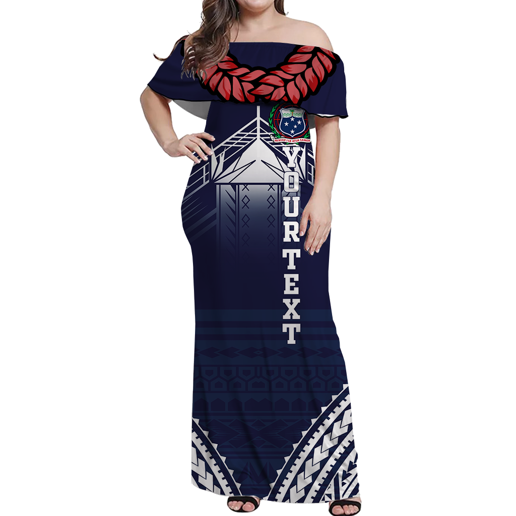 Custom Personalised Samoan Ula Fala Art Off Shoulder Long Dress