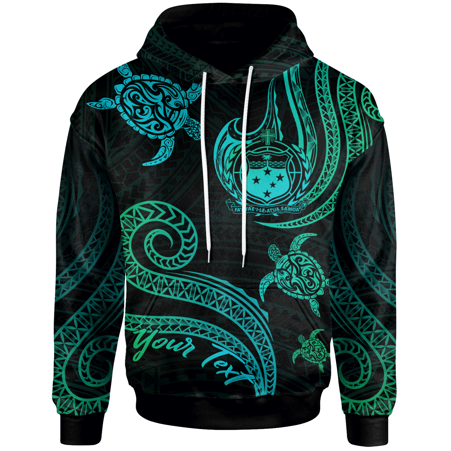 Samoa Hoodie Polynesian Turtle With Pattern Zip Hoodie All Over Print