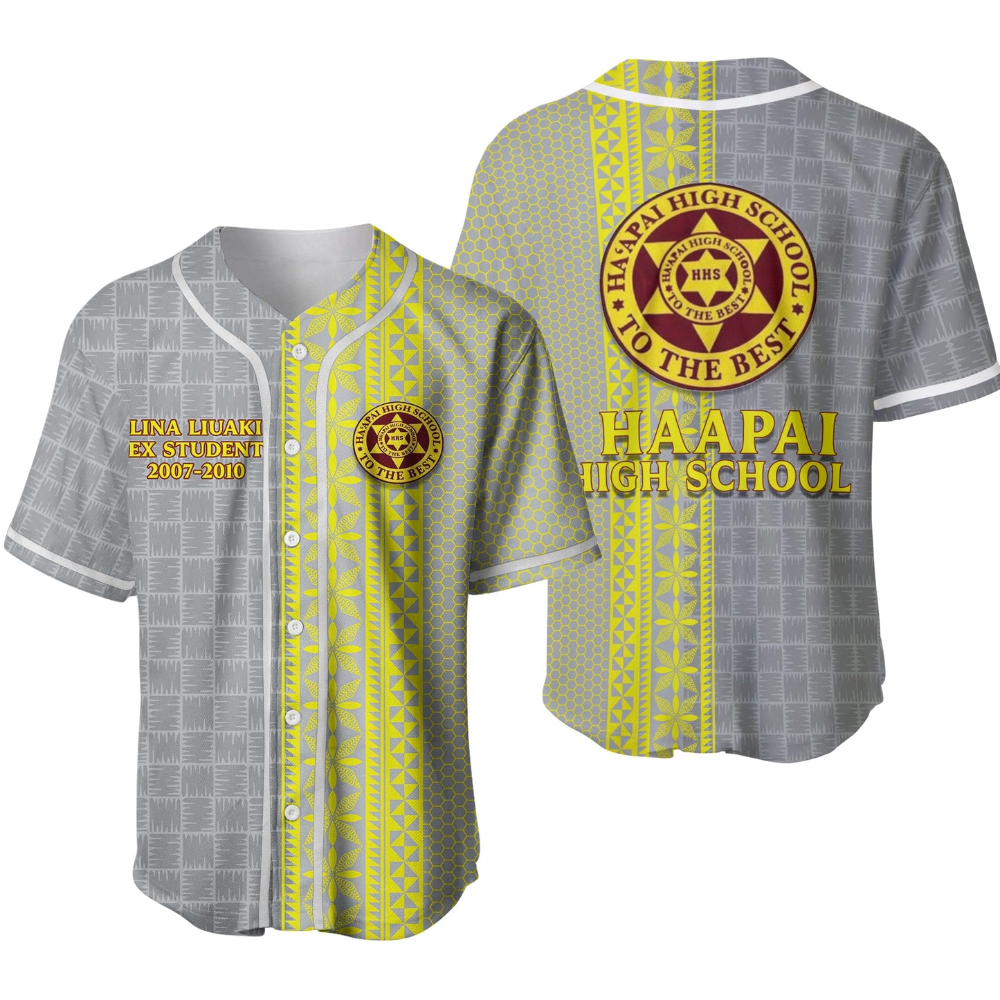 Haapai High School Baseball Jersey Tongan Pattern