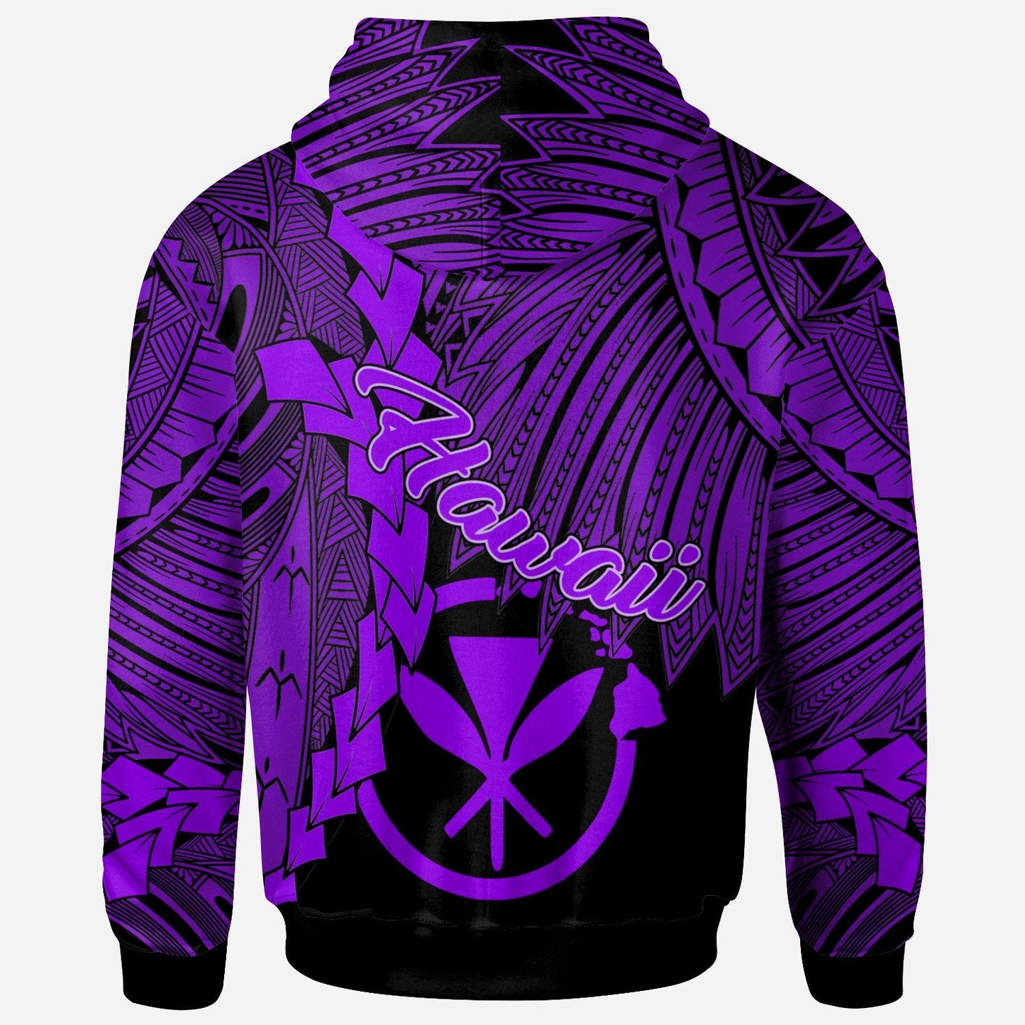 Polynesian Hawaii Hoodie Tribal Wave Tattoo Purple