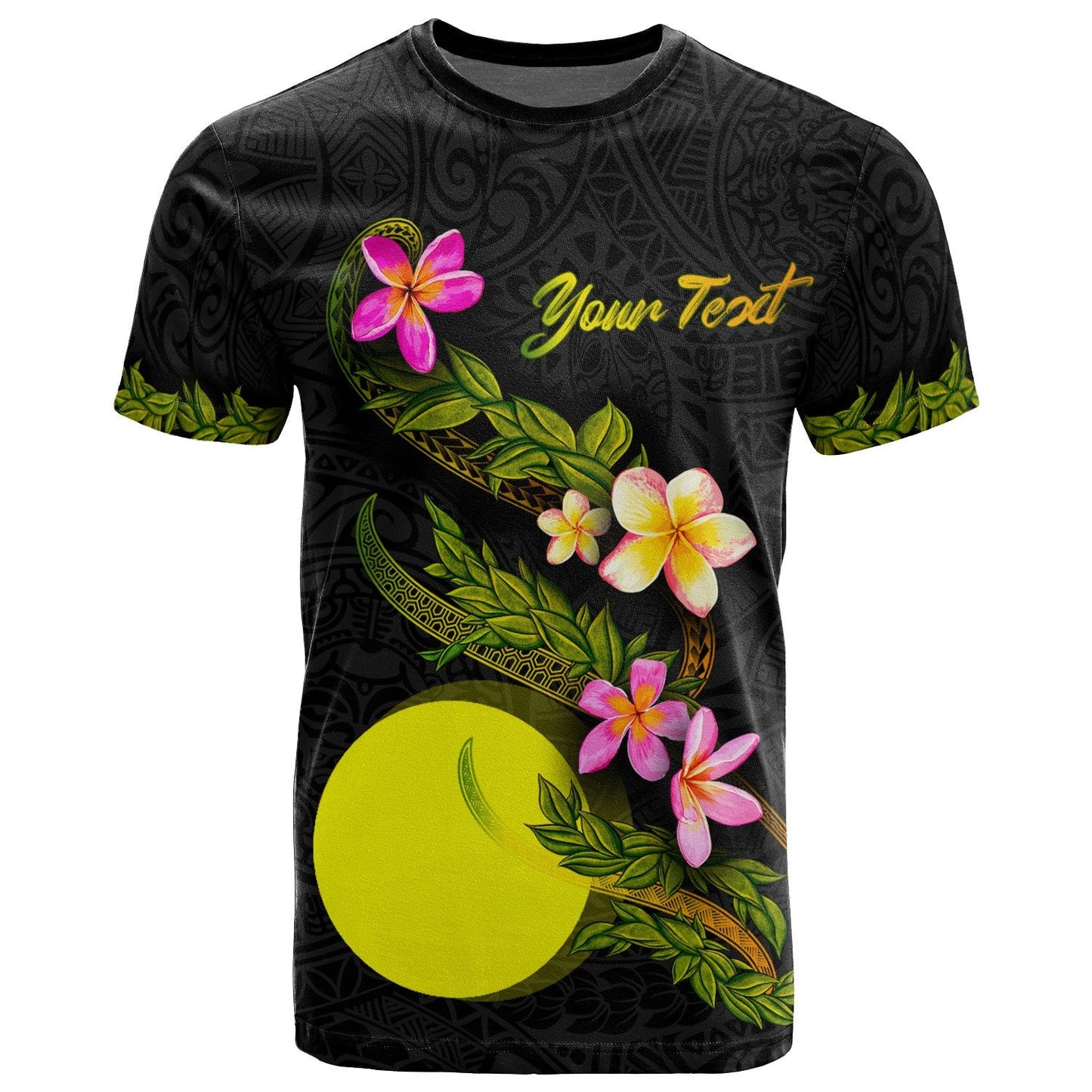 Palau Polynesian Custom Personalised T Shirt Plumeria Tribal