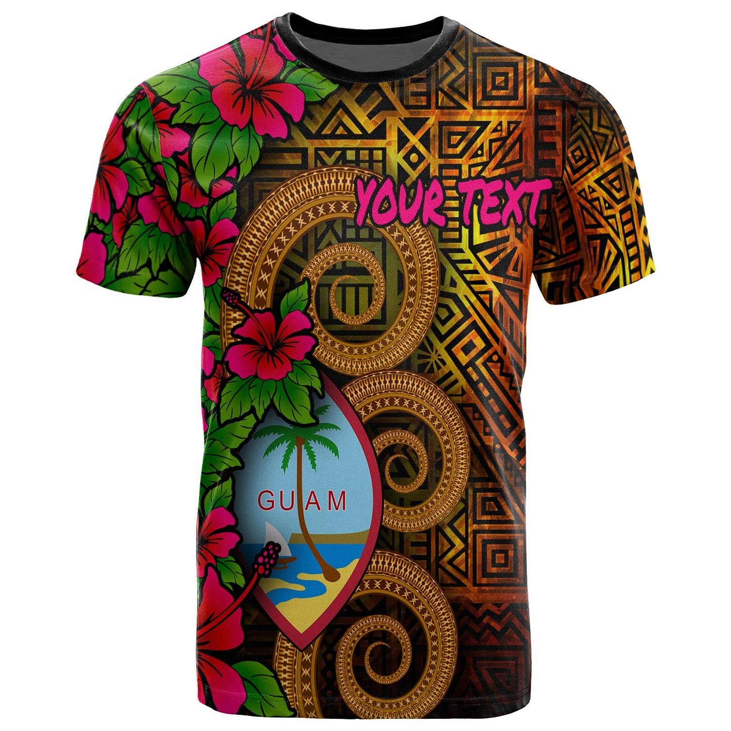 Guam Polynesian Custom Personalised T Shirt Hibiscus Vintage