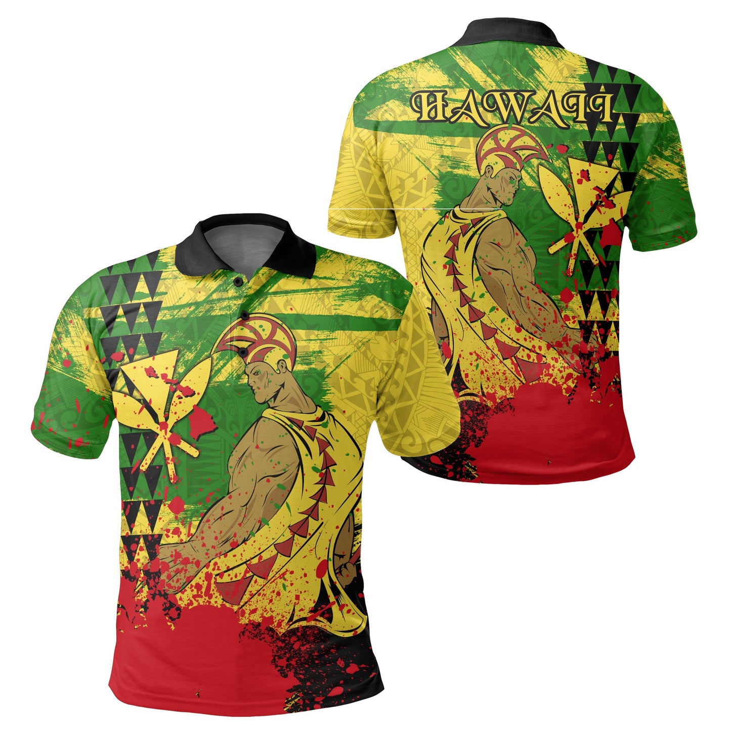 Hawaii Reggae Kanaka Maoli Warrior Spearhead Polo Shirt