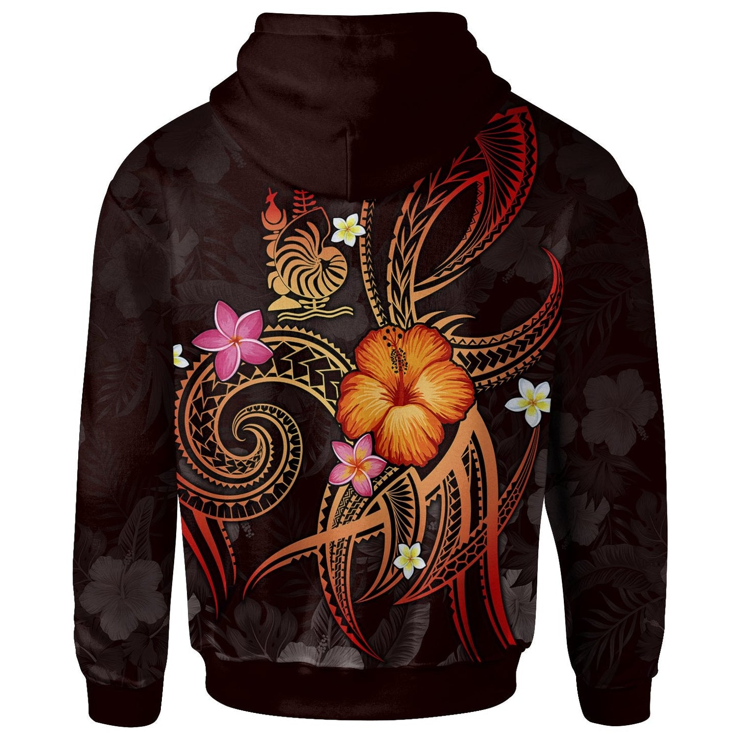 New Caledonia Polynesian Zip Up Hoodie Legend of New Caledonia Red