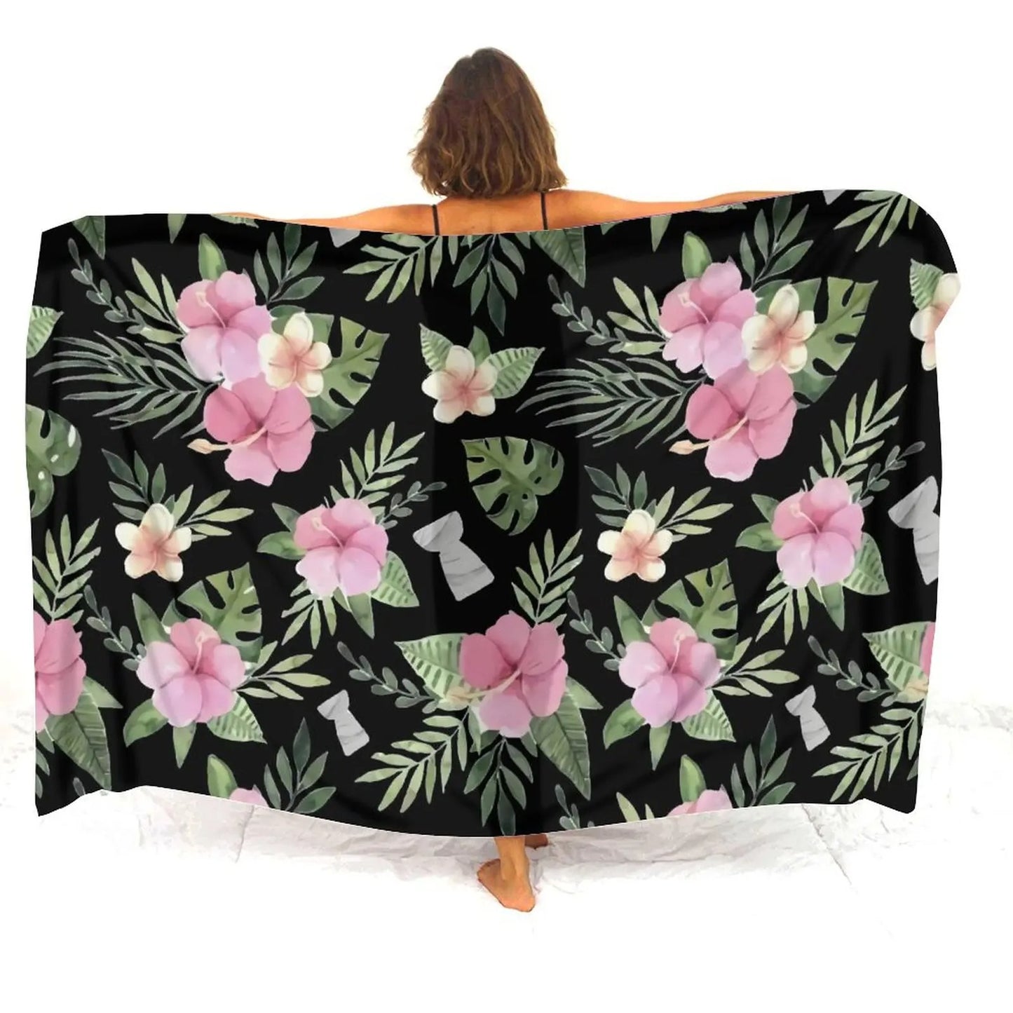 Island Hibiscus Flower Patterns Sarong Polynesian Tribal Women's Sarong Beach