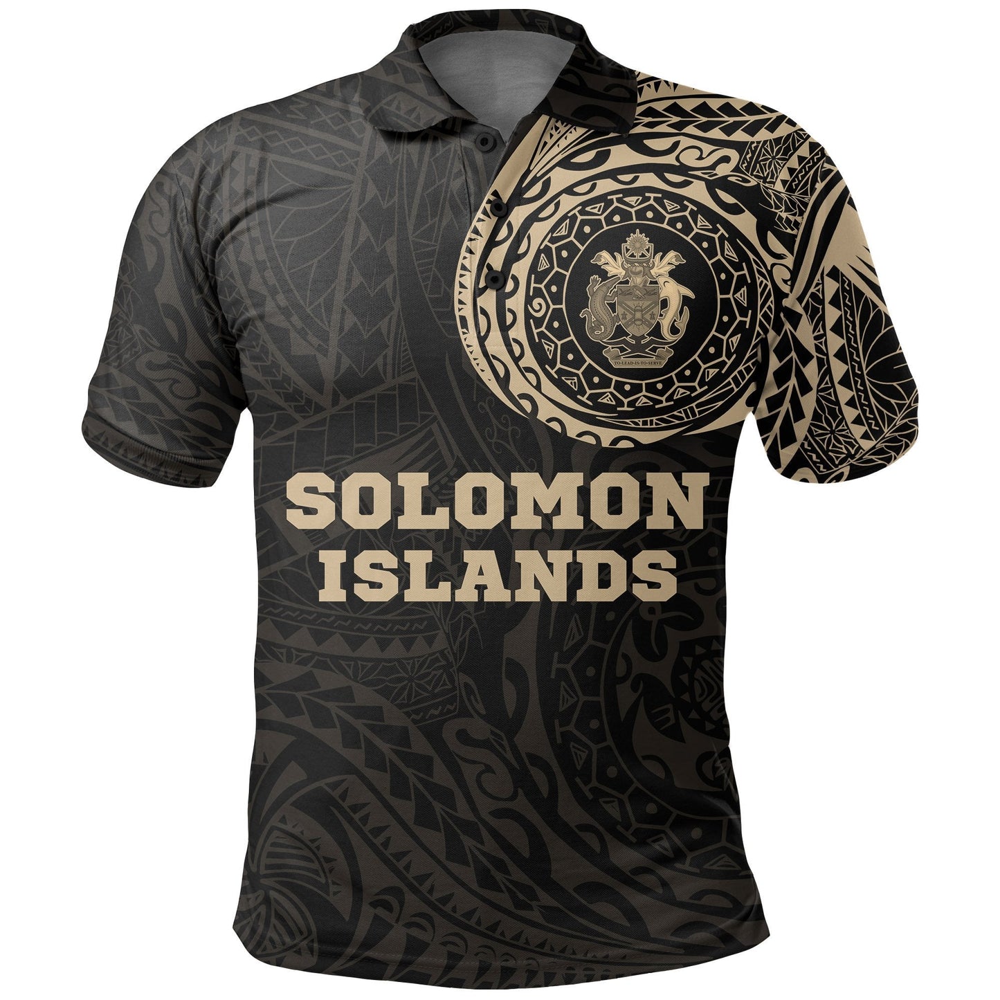 Solomon Islands Polo Shirt - Solomon Islands Coat Of Arms Polynesian Tattoo - A7