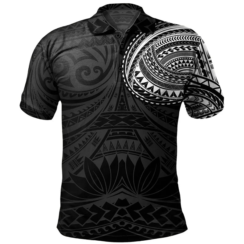 Polynesian Tribal Pattern Polo Shirt Island Tropical White Men Shirt