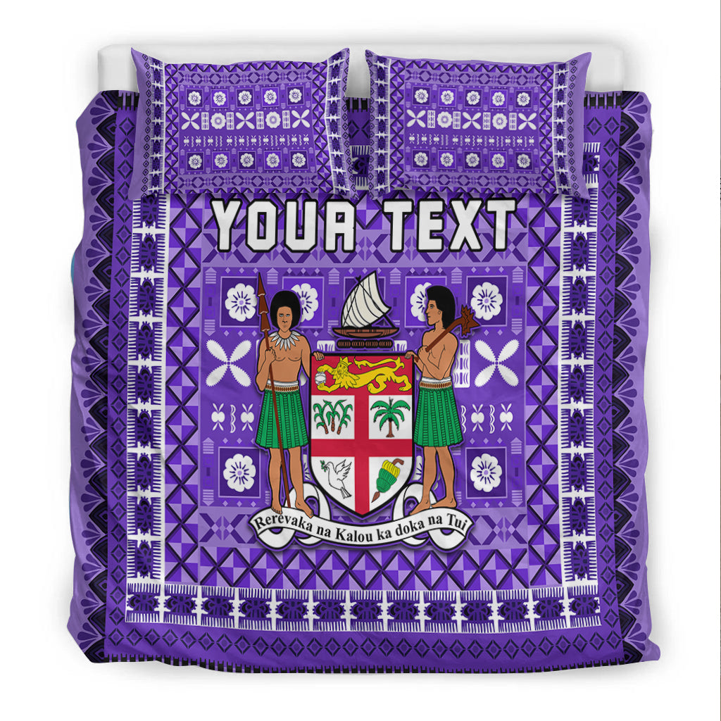 (Custom Personalised) Fiji Bedding Set Pattern Fijian Tapa Pattern Purple