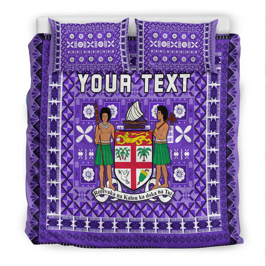(Custom Personalised) Fiji Bedding Set Pattern Fijian Tapa Pattern Purple