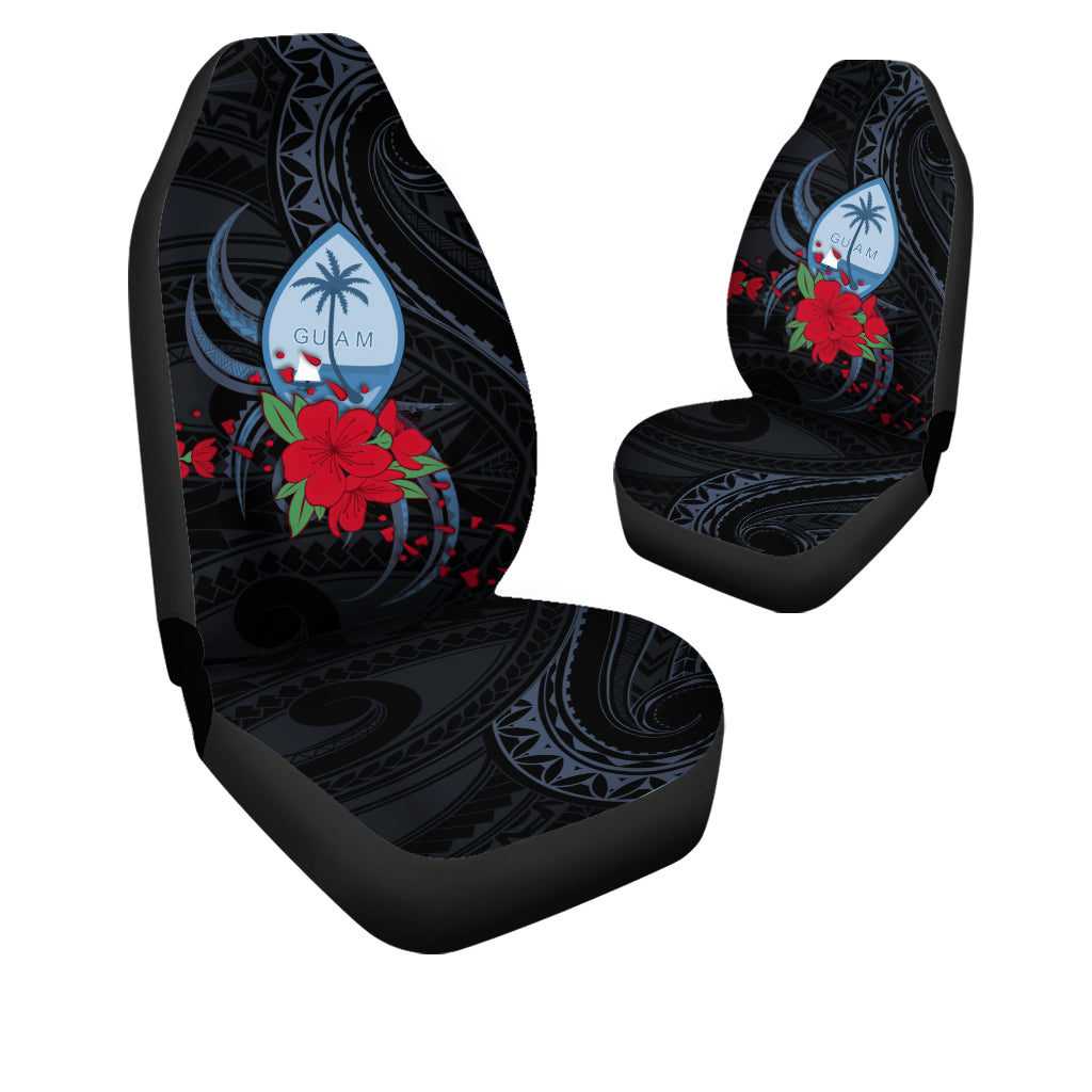 Guam Car Seat Covers Polynesian Flowers Version Black