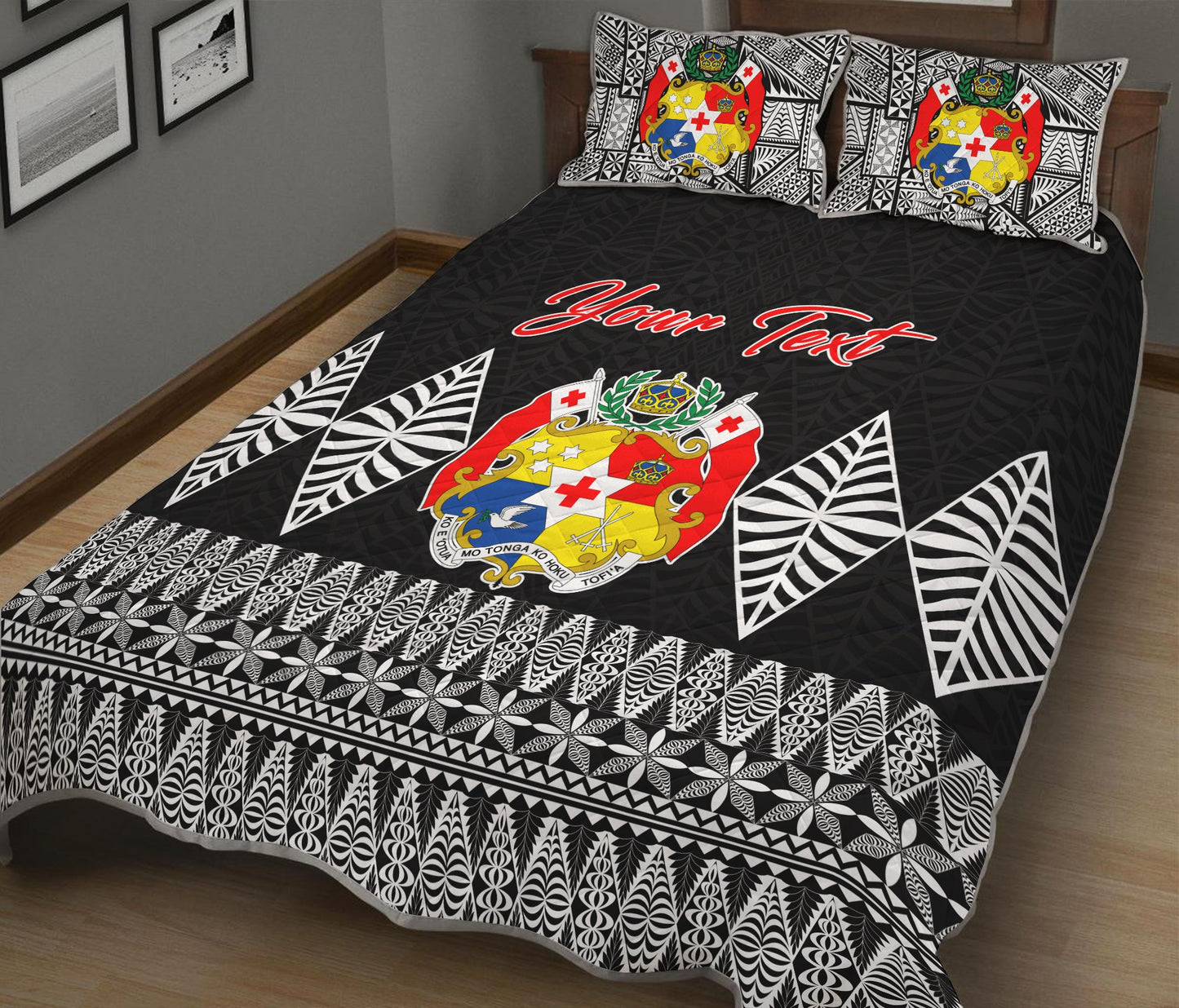(Custom Personalised) Tonga Quilt Bed Set Be Unique Version 06 Black