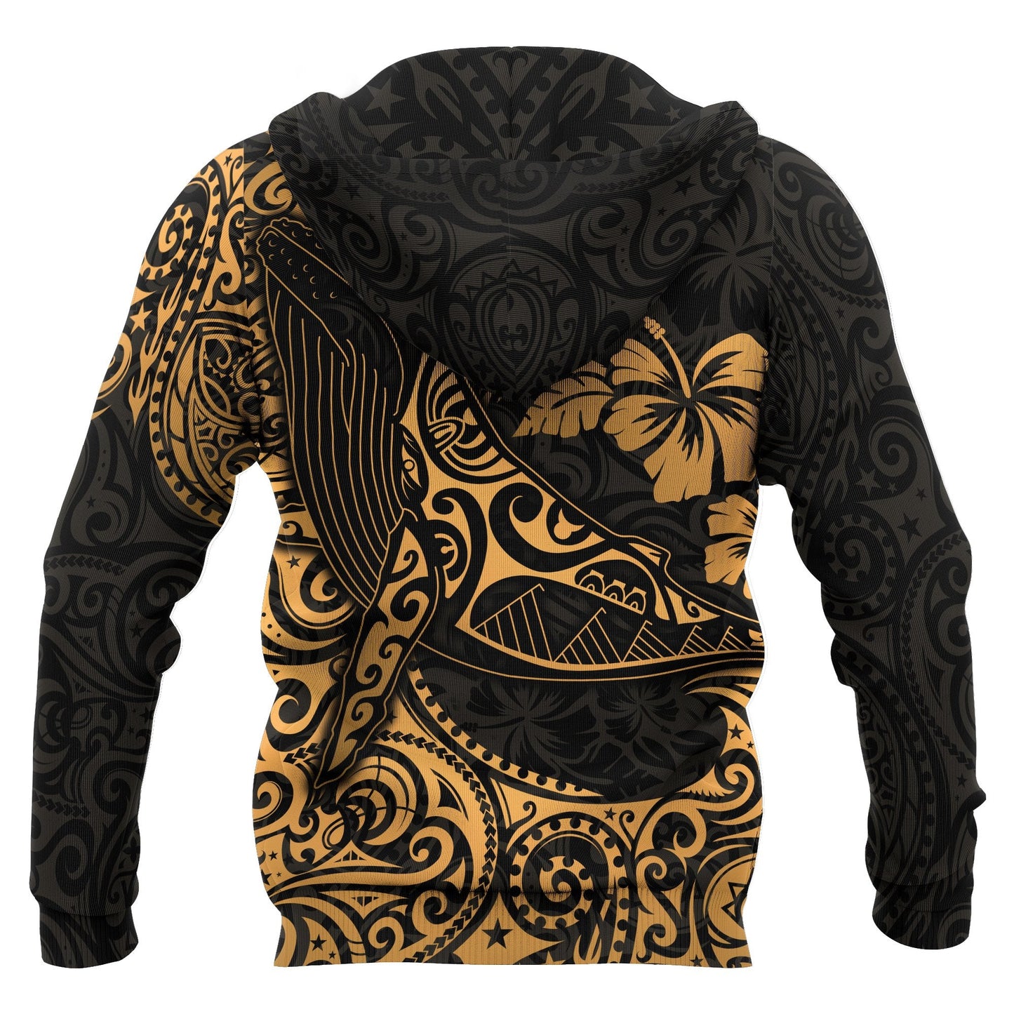 Polynesian Hawaii Zip up Hoodie Polynesian Golden Humpback Whale