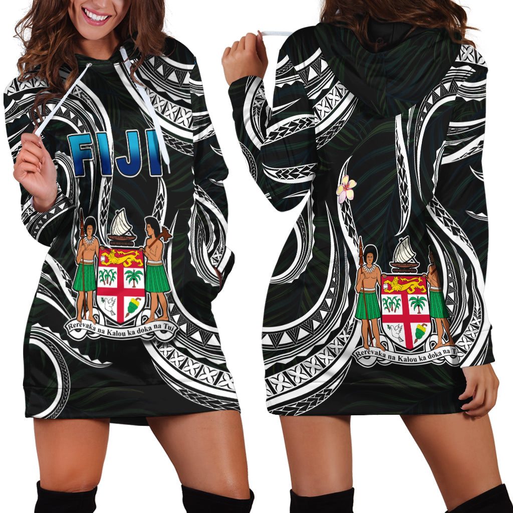Fiji Coat of Arms Hoodie Dress Polynesian mix Coconut Pattern