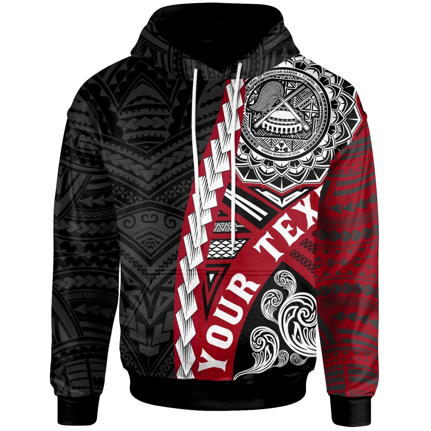 Custom Text American Samoa Polynesian Personalised Wave Tattoo Hoodie
