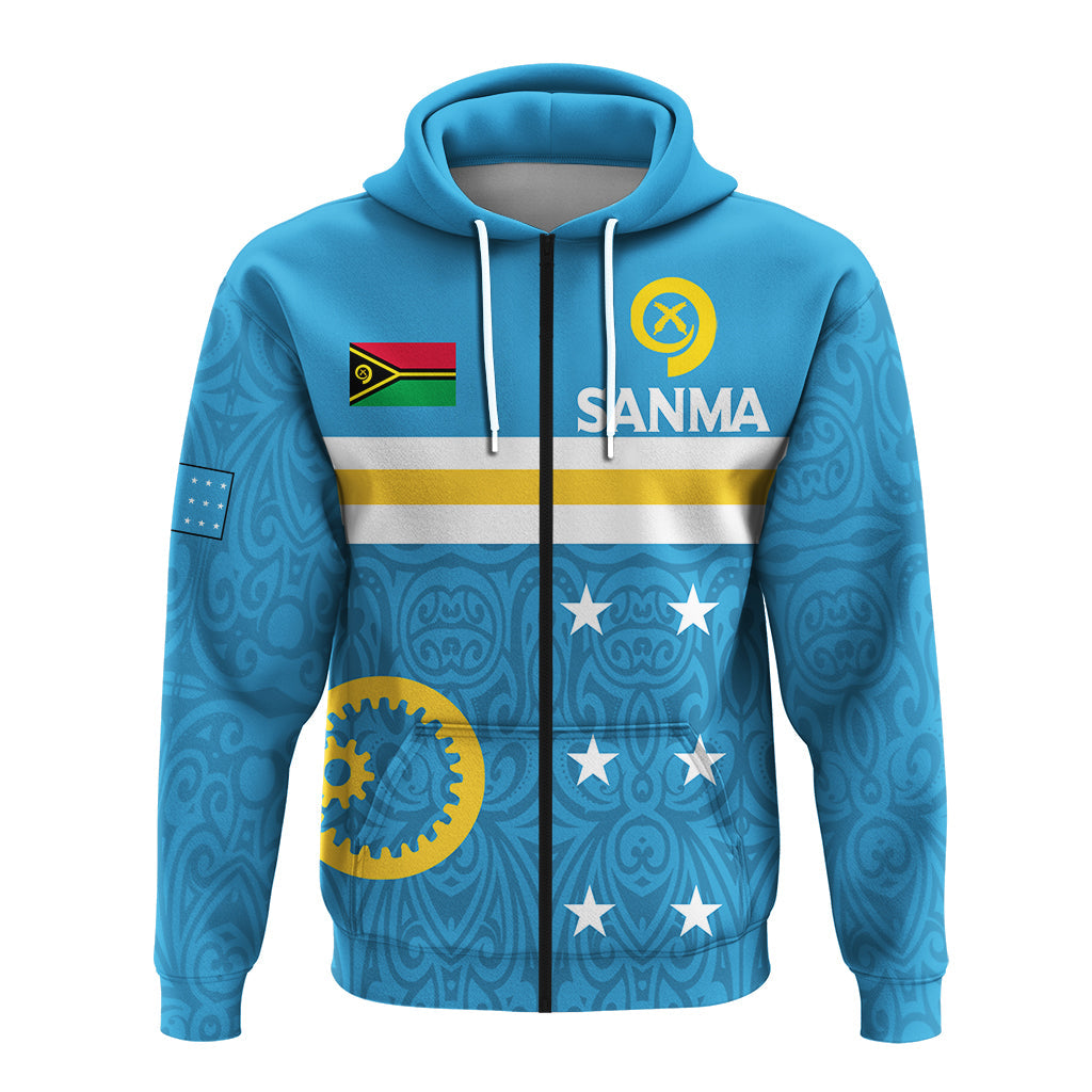 ( Personalised) Vanuatu Sanma Province Zip Up Hoodie Flag Style