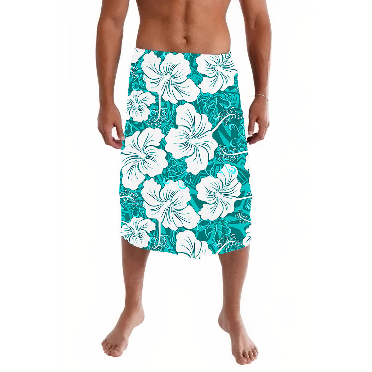 Hawaii Lavalava Polynesia Turquoise Simple Tropical Flowers