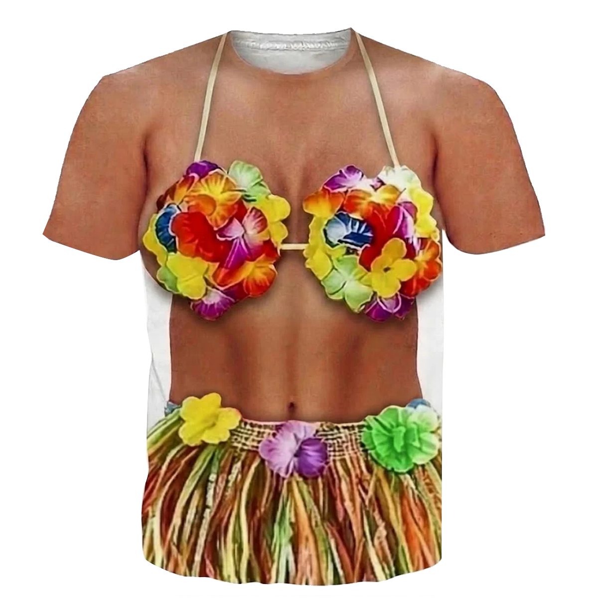 Polynesian Funny Women Shirt Flowers Necklace Grass Skirt Style Printed T Shirt For Her