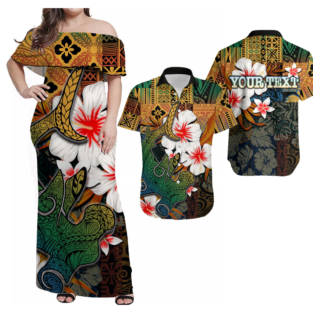 (Custom Personalised) Hammerhead Shark Matching Outfit For Couple Combo Polynesian Tribal Dress And Shirt Hawaii Style No.4