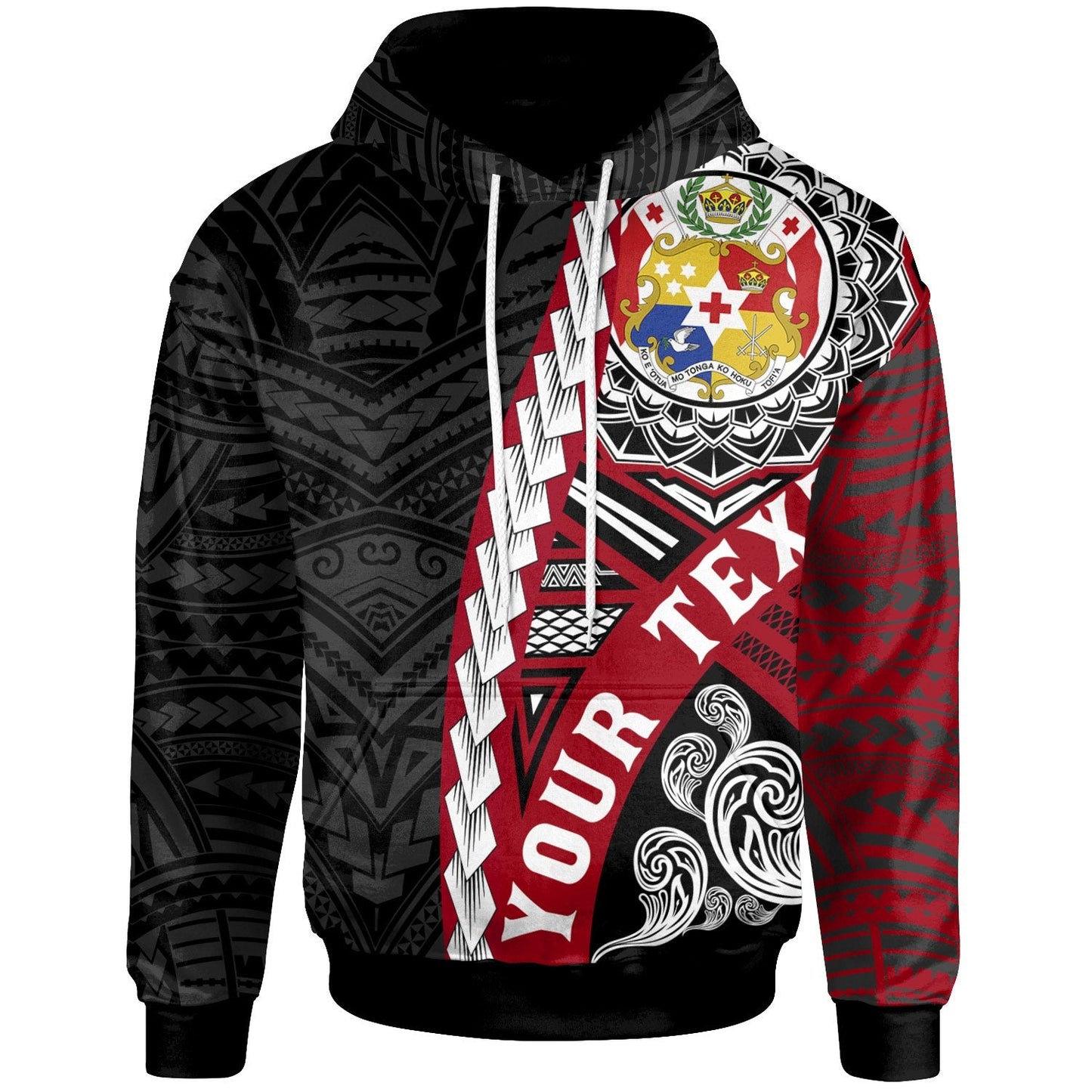 Custom Text Tonga Polynesian Custom Personalised Hoodie Wave Tattoo Zip Up Hoodie