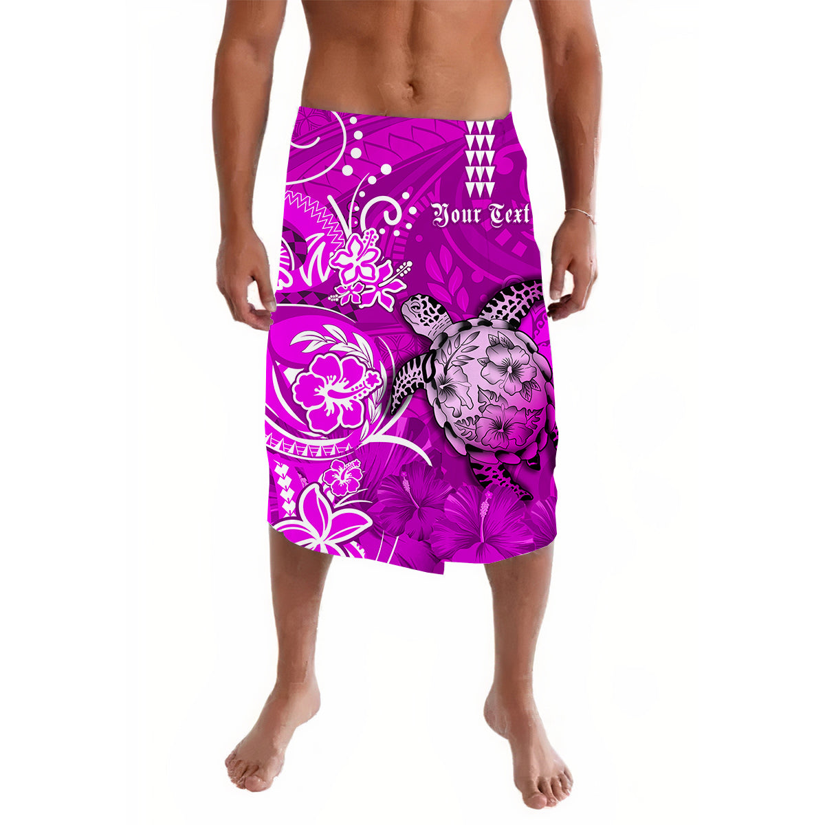 (Custom Personalised) Hawaii Lavalava Polynesia Pink Sea Turtle Honu and Map