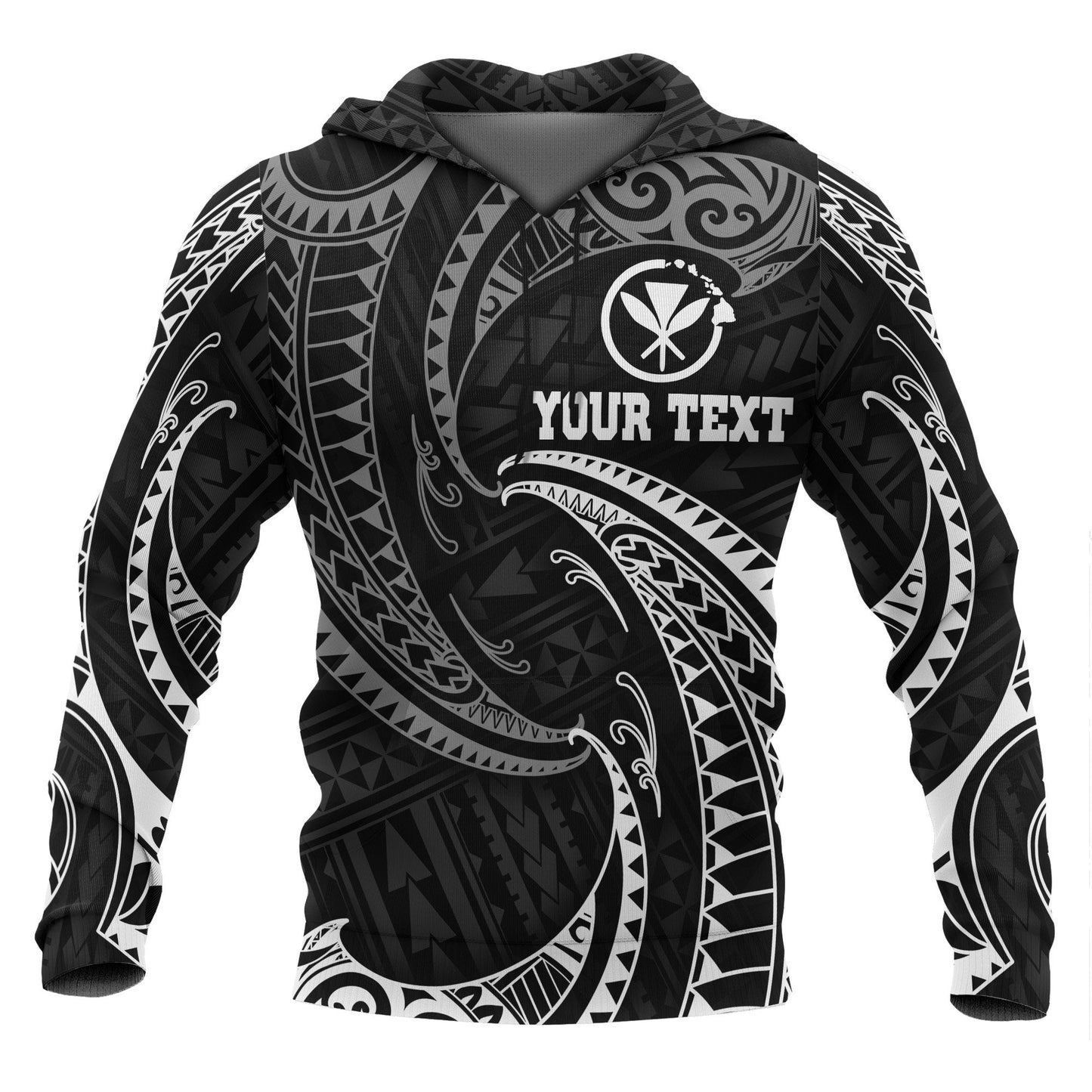Hawaii Polynesian Hoodie White Tribal Wave