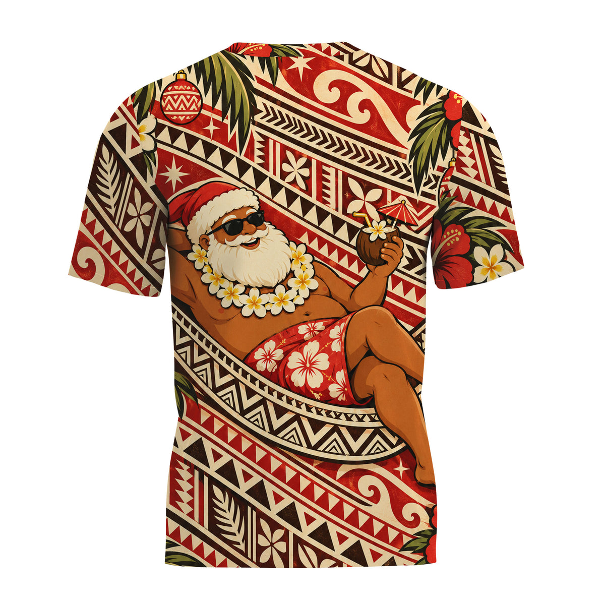 Vintage Funny Santa Shirt Polynesian Tribal Christmas T Shirt