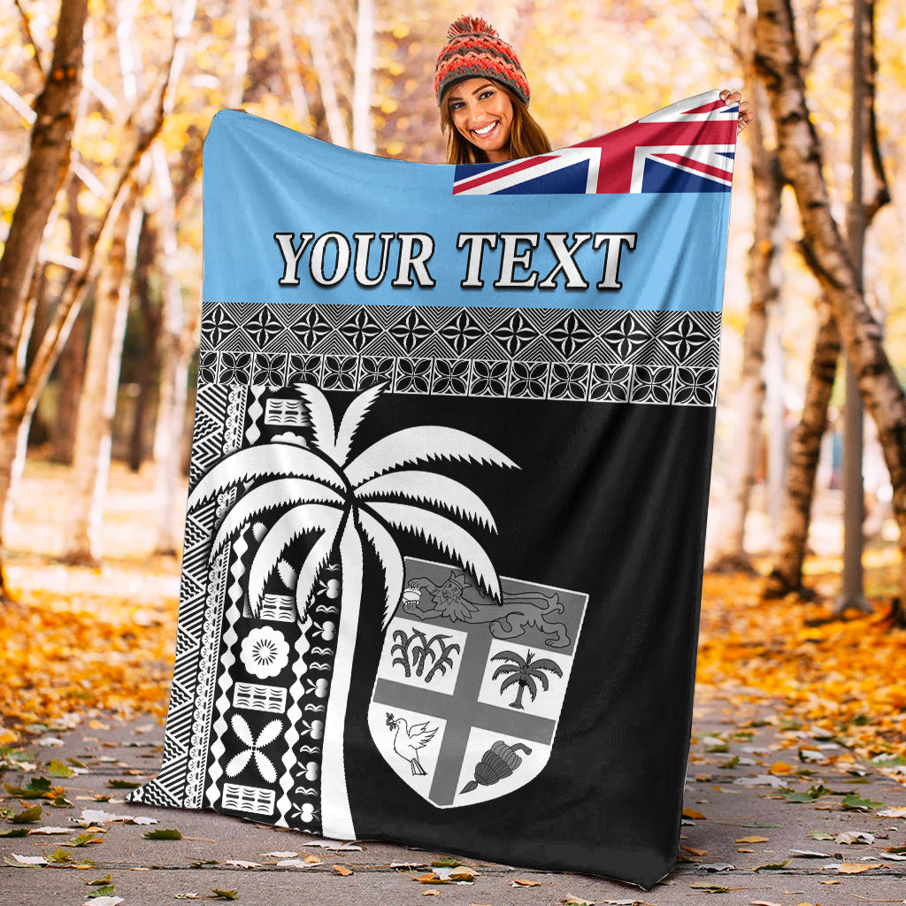 Custom Personalised Fiji Tapa Pattern Premium Blanket Coconut Tree