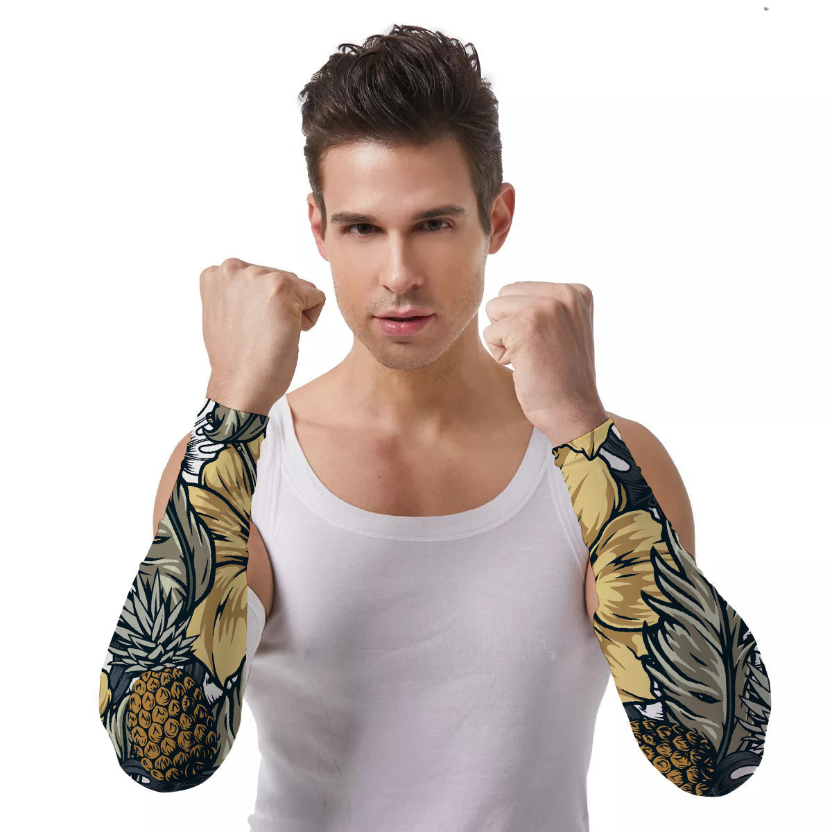 Arm Sleeves (Set of Two) Polynesia Pineapples and Flowers Ver.01