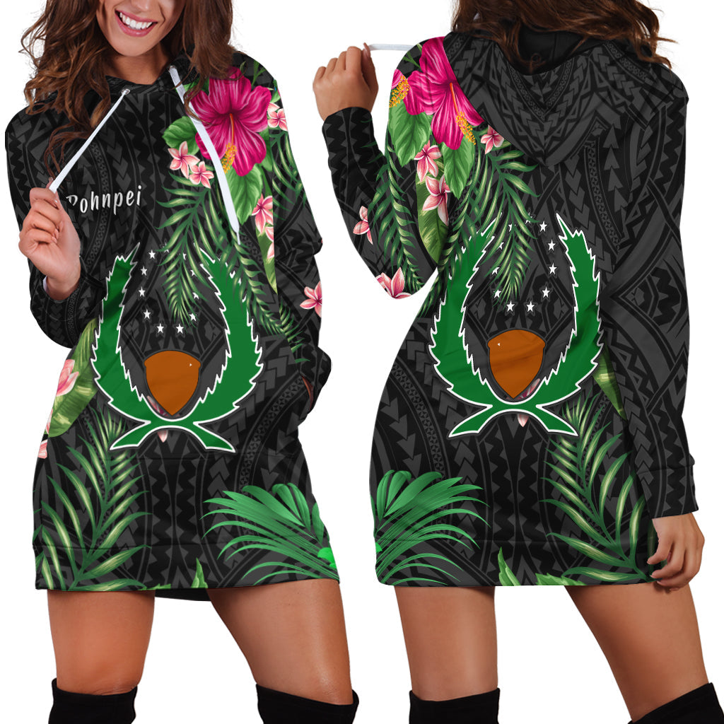 Pohnpei Micronesia Hoodie Dress Tropical Flowers