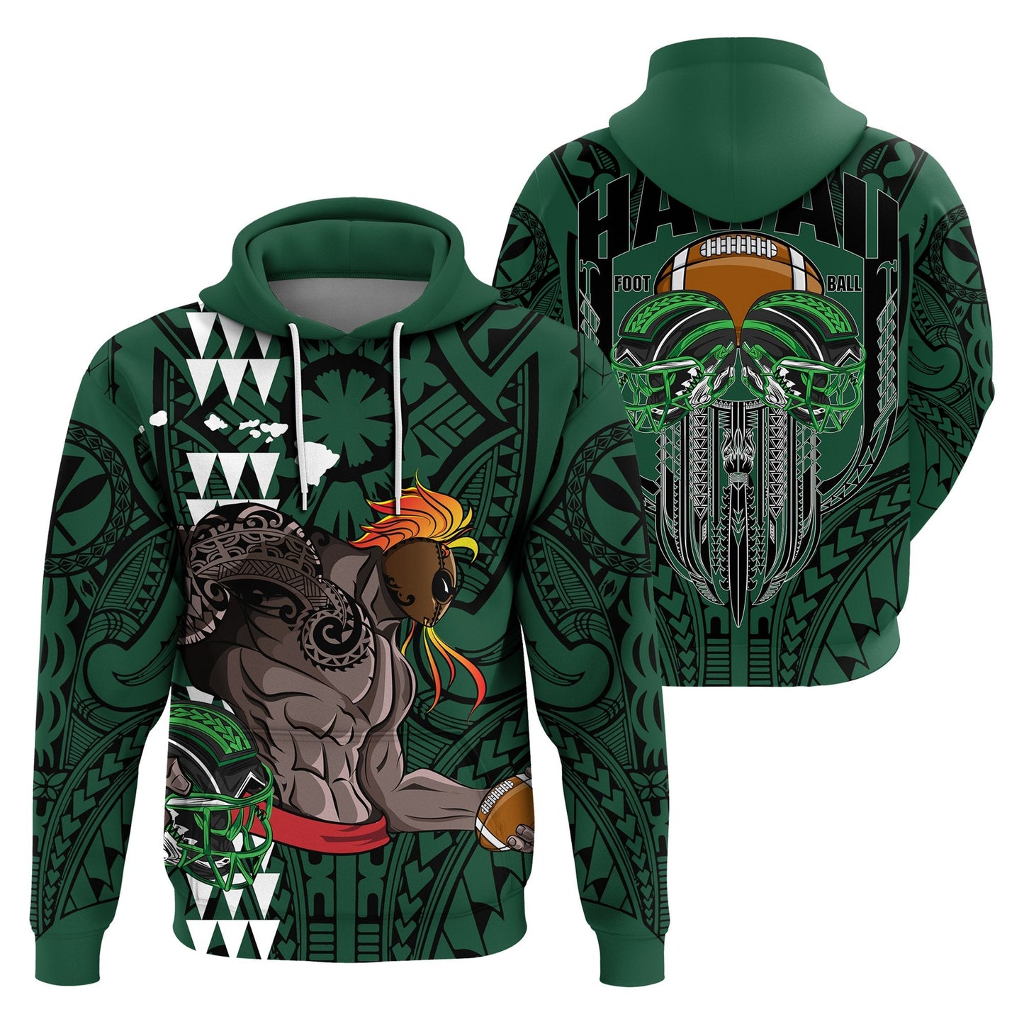 Hawaii Football Polynesian Warrior Hoodie AH July Style