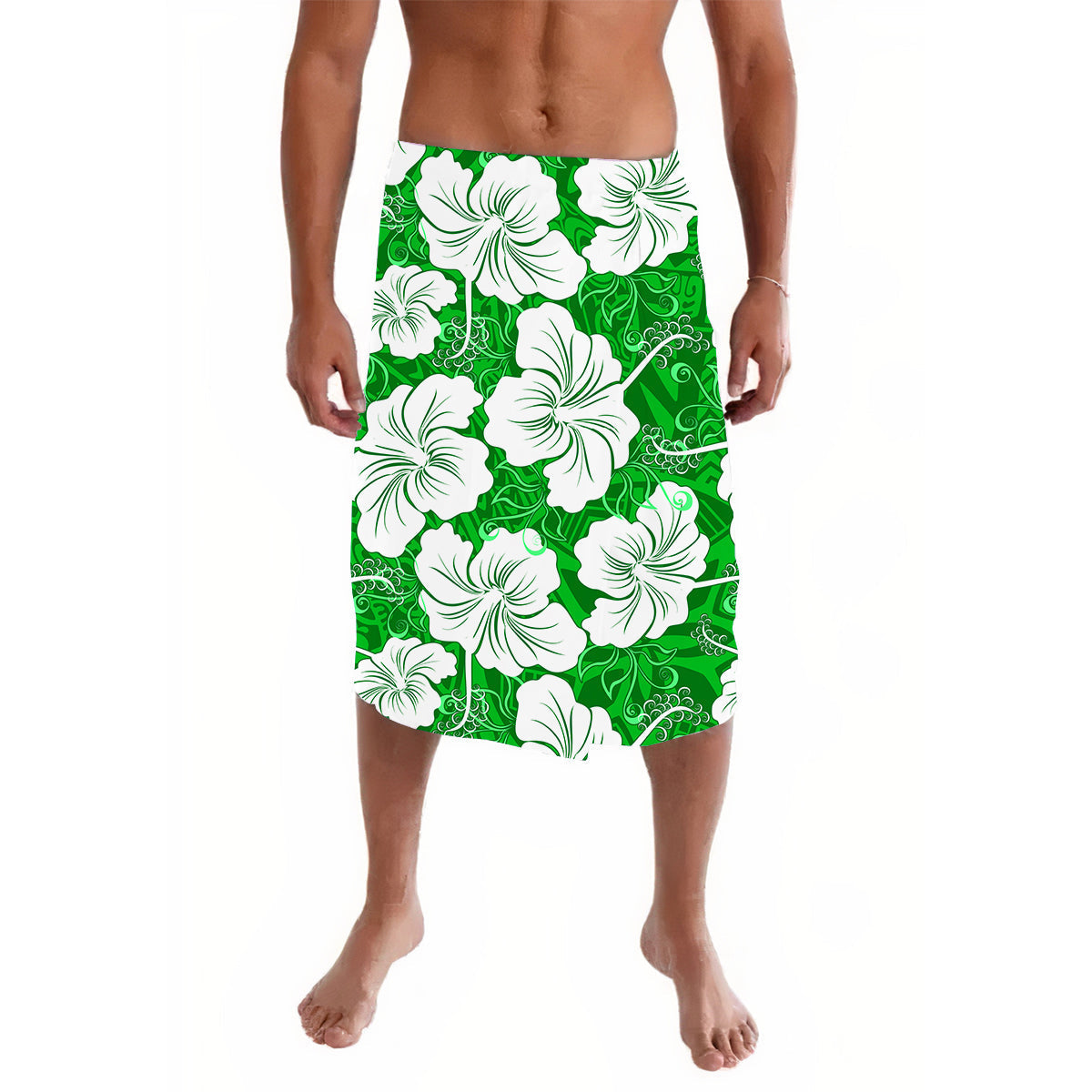 Hawaii Lavalava Polynesia Green Simple Tropical Flowers