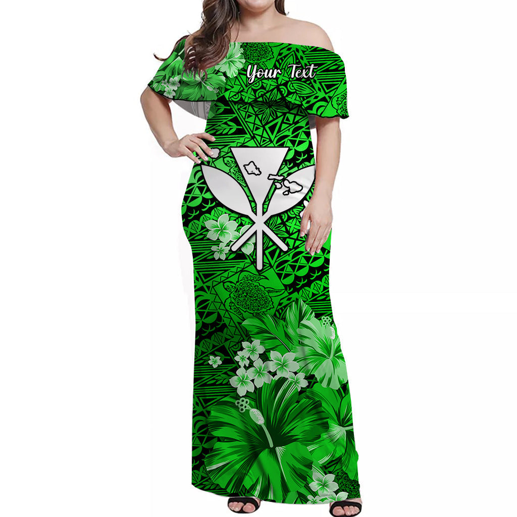 (Custom Personalised) Hawaii Couple Outfits Combo Dress and Hawaiian Shirt Map and Turtle Green Flowers