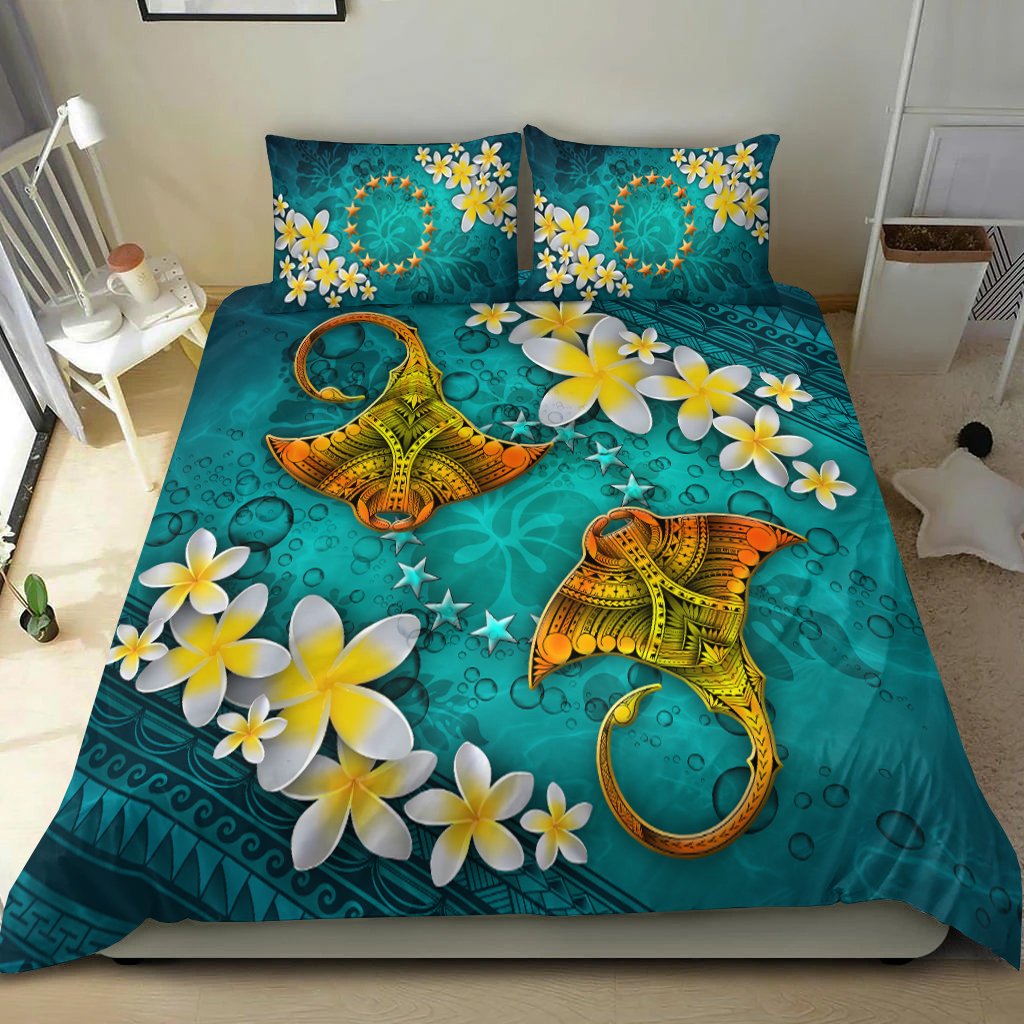 Cook Islands Polynesian Bedding Set Manta Ray Ocean