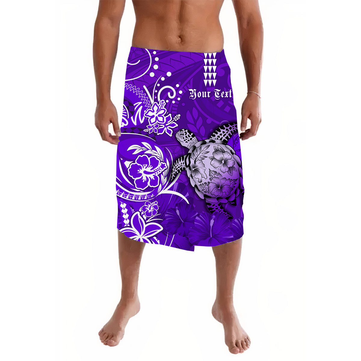 (Custom Personalised) Hawaii Lavalava Polynesia Purple Sea Turtle Honu and Map