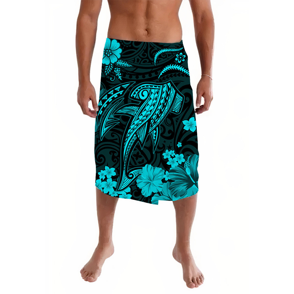 Hawaii Lavalava Polynesia Turquoise Shark