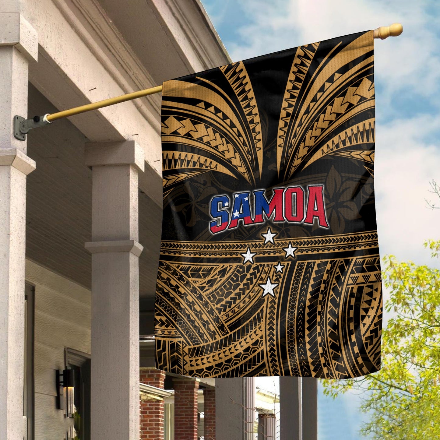 Samoa Tatau Flag Gold Polynesian Proud Samoan
