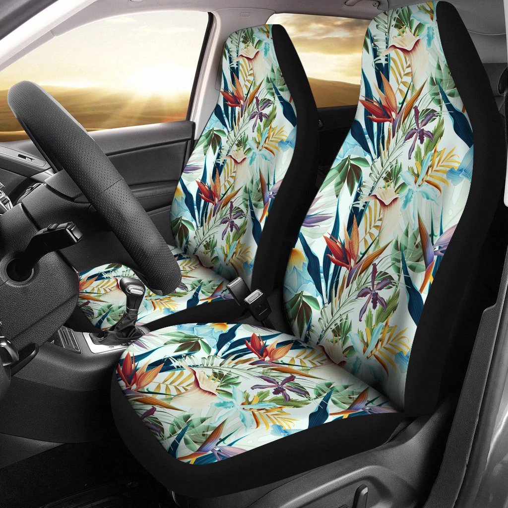 Hawaiian Tropical Flower, Plant And Leaf Pattern Car Seat Cover