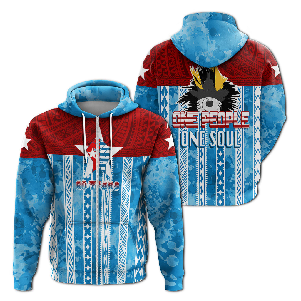 West Papua 60 Years OPM Morning Star with Polynesian Pattern Zip Up Hoodie