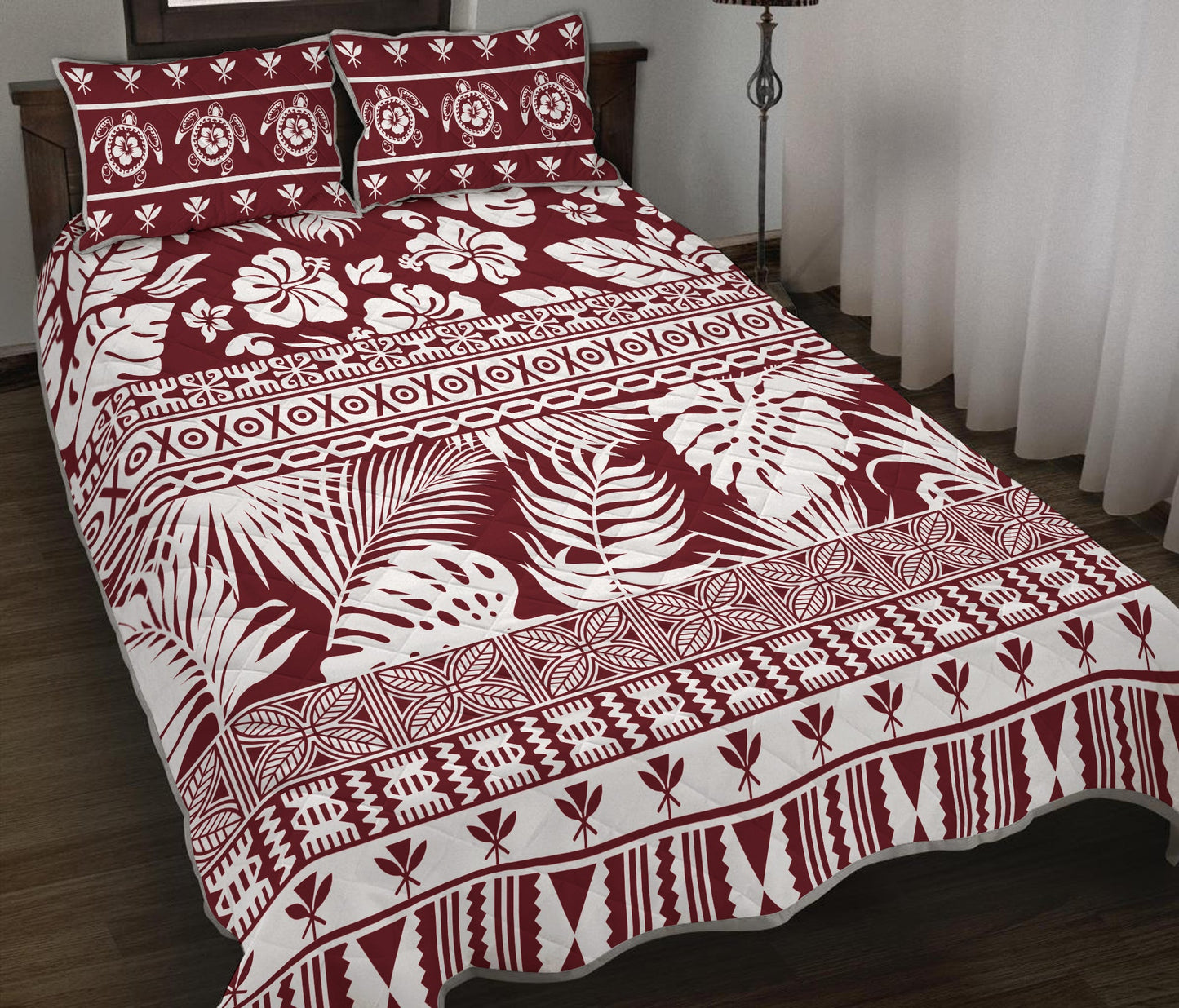 Hawaii Quilt Bed Set Pattern Version Unique Red
