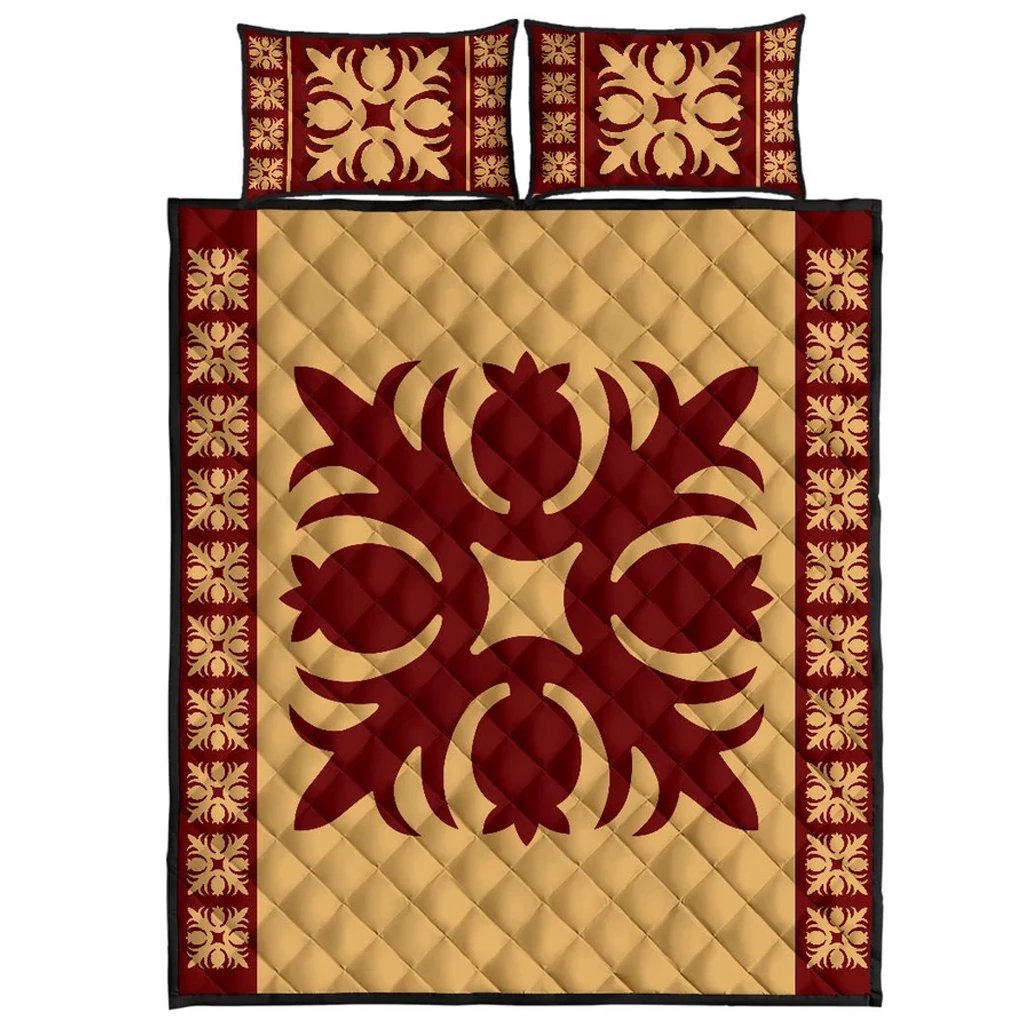 Hawaiian Quilt Pattern Flower And Plants Quilt Bed Set