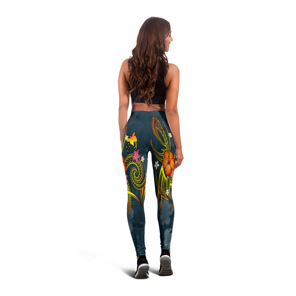 Papua New Guinea Polynesian Women's Leggings - Legend of Papua New Guinea Blue