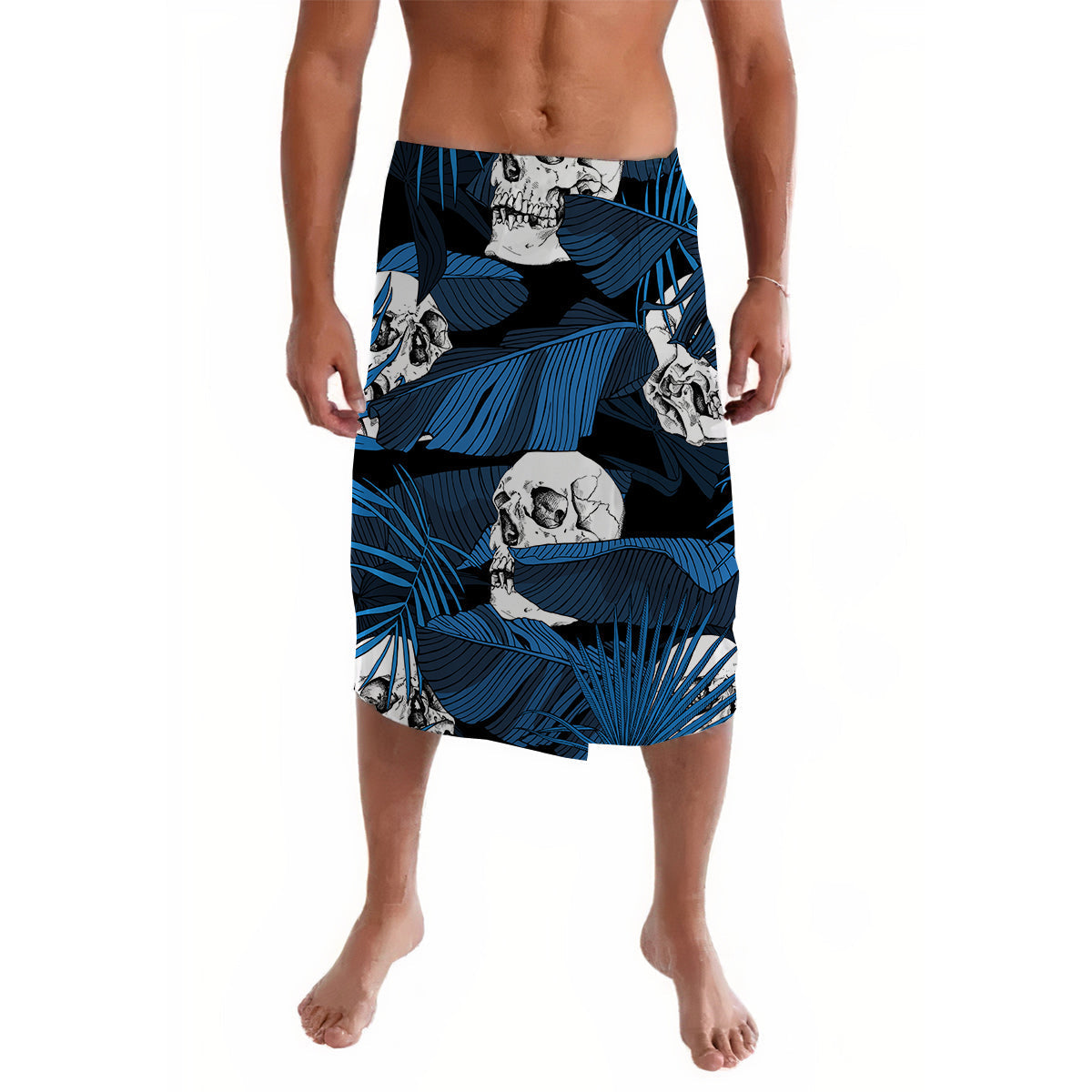 Hawaii Polynesian Lavalava Exotic Palm Leaves and Human Skulls