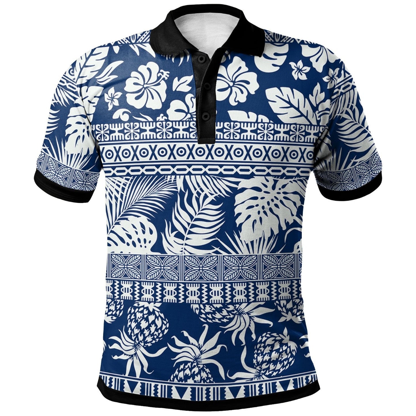 Polynesian Polo Shirt - Hibiscus Tropical Leaves Pattern