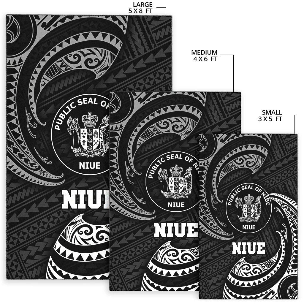 Niue Polynesian Area Rug White Tribal Wave