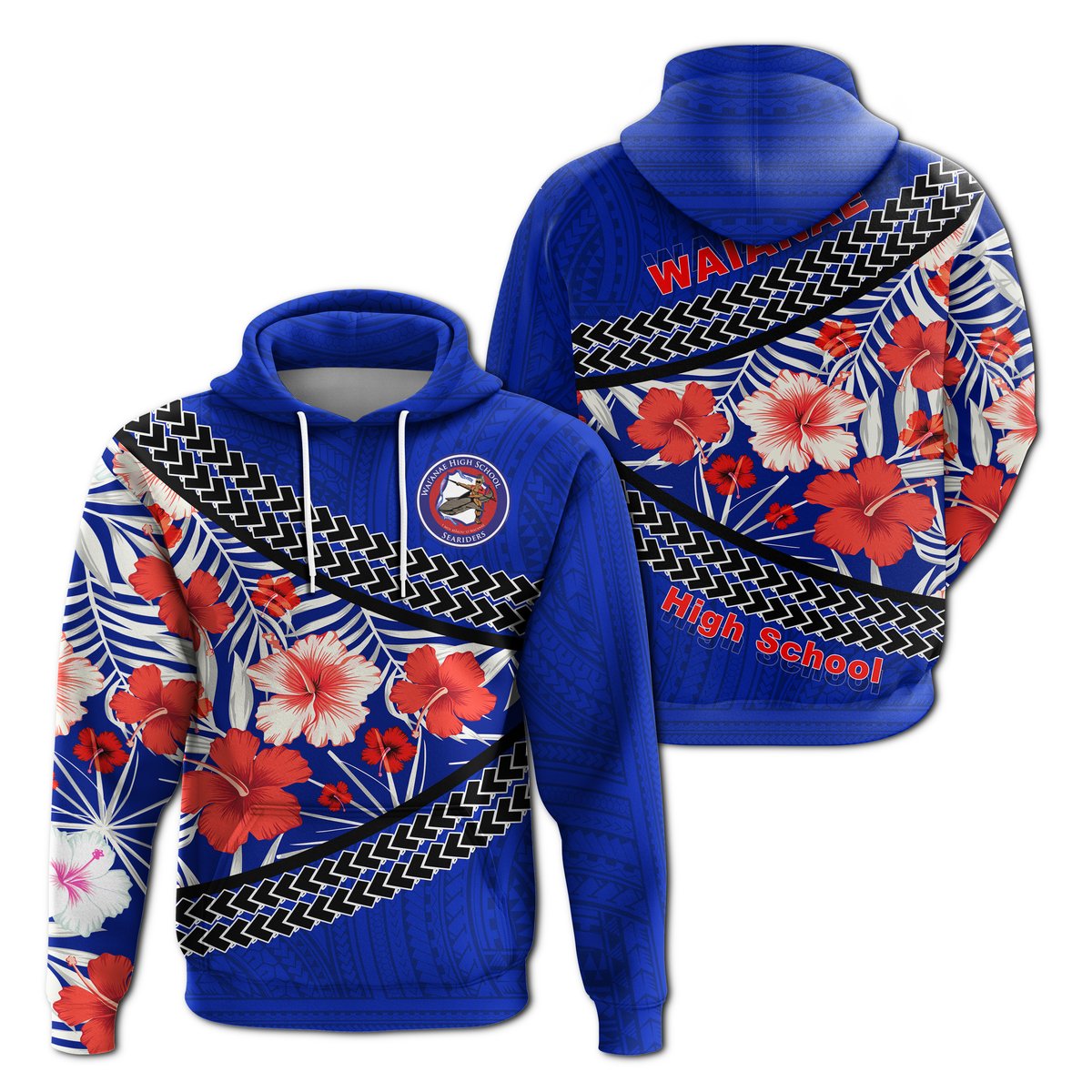 Waianae High School Hoodie Hawaiian Hibiscus Flowers