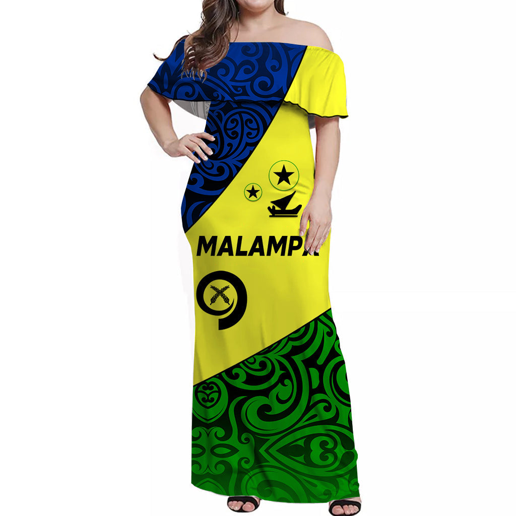 Malampa Province Off Shoulder Long Dress Vanuatu Pattern