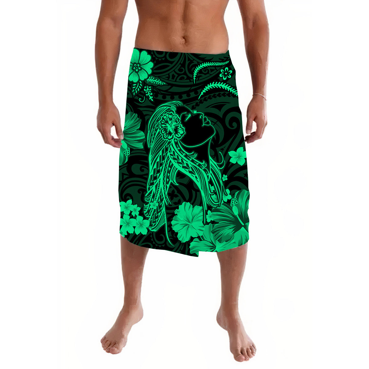Hawaii Lavalava Polynesia Green Beautiful Hula Girl