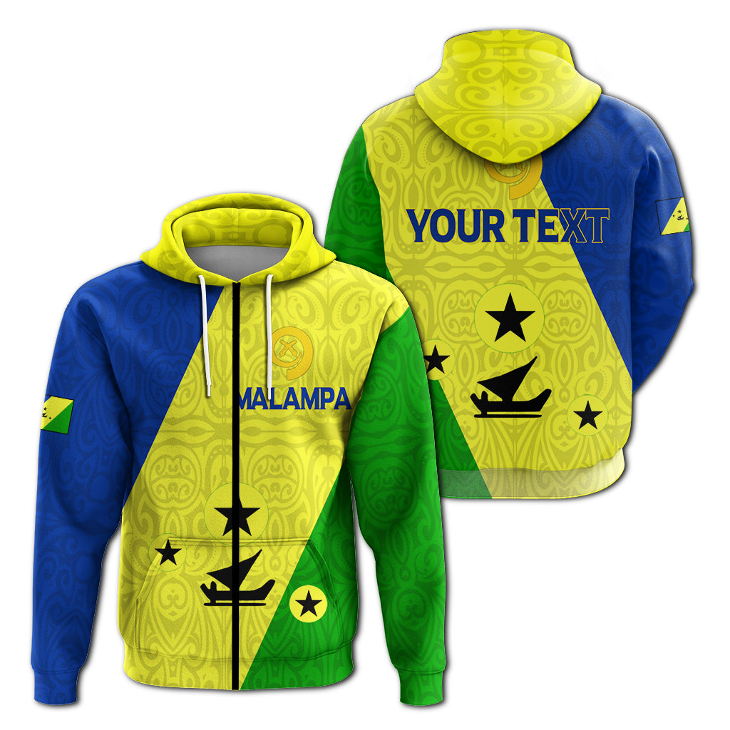 Custom Text Vanuatu Malampa Province Zip Up Hoodie Flag Style -