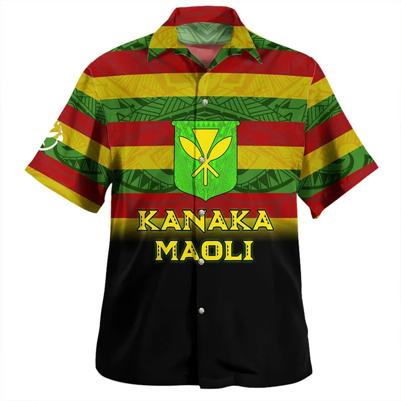 Reggae Kanaka Maoli Polynesian Tribal Shirt Hawaii Island Short Sleeves Summer Hawaiian Shirt