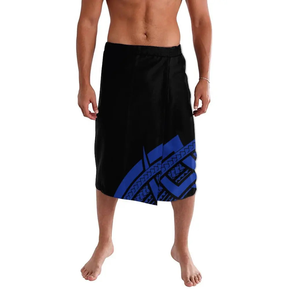 Blue Polynesian Tribal Style Menswear Ie Faitaga Samoa Lavalava Island Tropical Wear Wrap Skirt